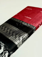 Load image into Gallery viewer, Kalyani Cotton Saree - Silver Zari : Red x Black
