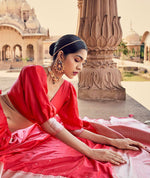 Load image into Gallery viewer, Banarasi Satin Silk Saree - Red
