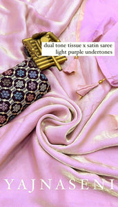 Tissue x Satin Saree - Lilac