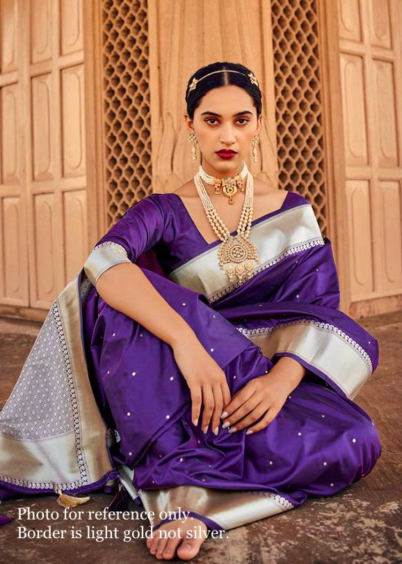 Banarasi Satin Silk Saree - Purple