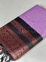 Load image into Gallery viewer, Kalyani Cotton Saree - Rosegold Zari : Light purple x Black
