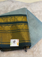 Load image into Gallery viewer, Kanchi Cotton Saree x Tall Border : Sage Green x Dark Green
