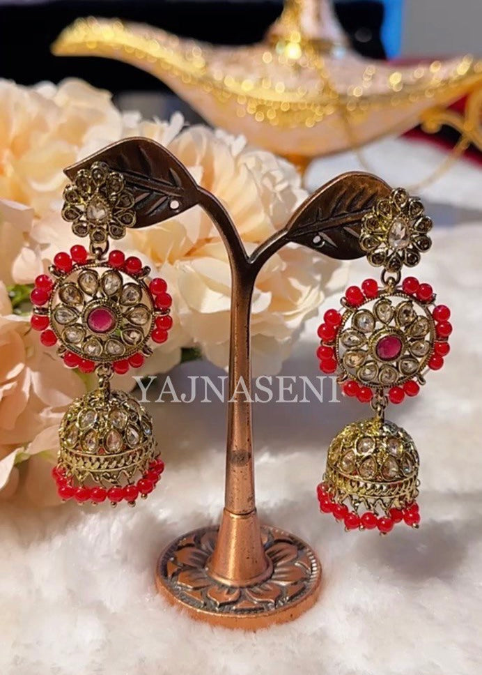 SHREYA Jhumkas - Red