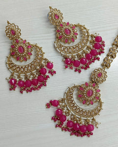 SONEETA earrings + tikka (hot pink)