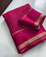 Load image into Gallery viewer, Checkered Viscose Georgette Saree : Hot Pink
