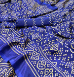 Load image into Gallery viewer, Bandhani Crepe Saree - Blue
