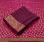 Load image into Gallery viewer, Chiffon Saree x Silk Border - Berry
