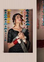 Load image into Gallery viewer, Banarasi x Georgette Saree - Black x Silver
