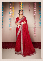 Load image into Gallery viewer, Banarasi x Georgette Saree - Red x Silver
