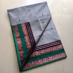 Load image into Gallery viewer, Kanchipuram Pure Cotton x Copper zari saree - Grey x Green
