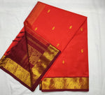 Load image into Gallery viewer, Kanchipuram Silk Cotton Saree : Orange x Maroon x Elephant
