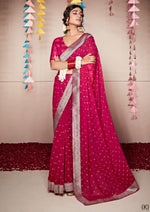 Load image into Gallery viewer, Banarasi x Georgette Saree - Pink x Silver
