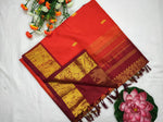 Load image into Gallery viewer, Kanchipuram Silk Cotton Saree : Orange x Maroon x Elephant
