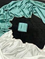 Load image into Gallery viewer, Pearl border x Satin saree - Aqua

