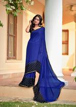 Load image into Gallery viewer, Georgette saree x Glitter prints - Blue Ombre
