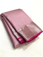 Load image into Gallery viewer, Peony - Pure Kanjivaram Silk Saree with Silver Zari
