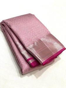 Peony - Pure Kanjivaram Silk Saree with Silver Zari