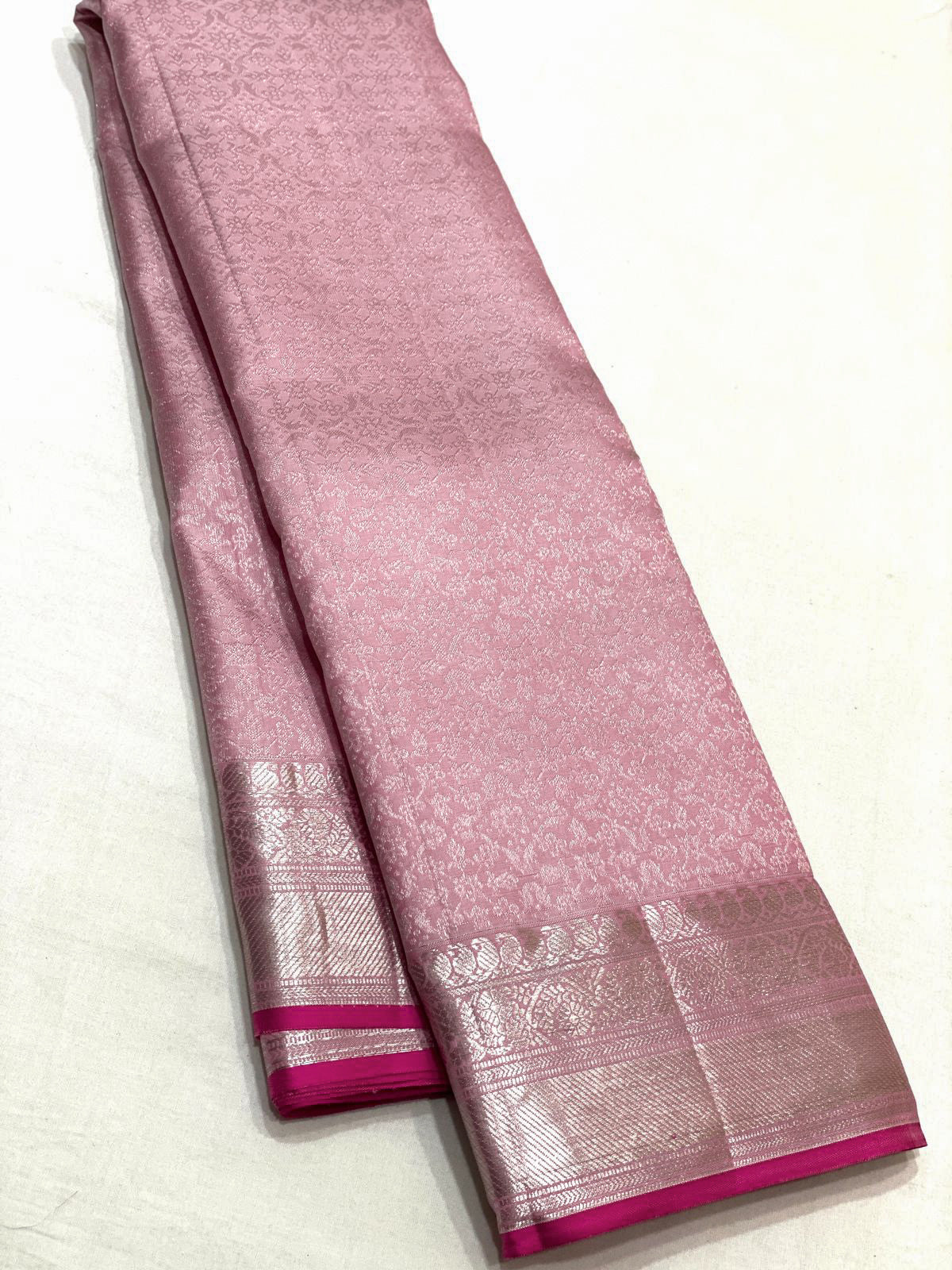 Peony - Pure Kanjivaram Silk Saree with Silver Zari