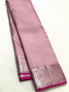 Peony - Pure Kanjivaram Silk Saree with Silver Zari
