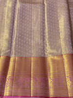 Load image into Gallery viewer, French Rose - Pure Kanjivaram Silk Saree with Silver &amp; Gold Zari
