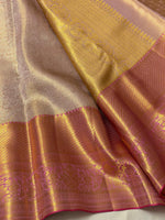 Load image into Gallery viewer, French Rose - Pure Kanjivaram Silk Saree with Silver &amp; Gold Zari

