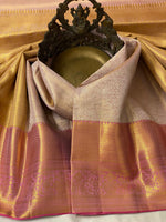 Load image into Gallery viewer, French Rose - Pure Kanjivaram Silk Saree with Silver &amp; Gold Zari

