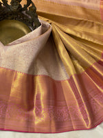 Load image into Gallery viewer, French Rose - Pure Kanjivaram Silk Saree with Silver &amp; Gold Zari
