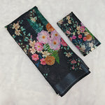 Load image into Gallery viewer, Floral Linen Saree - Black
