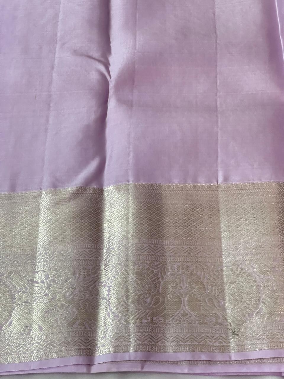 HEATHER MIST - Pure Kanjivaram Silk Saree with Light Gold Zari
