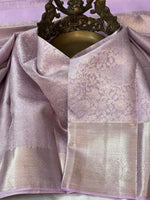 Load image into Gallery viewer, HEATHER MIST - Pure Kanjivaram Silk Saree with Light Gold Zari
