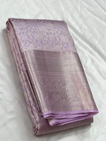 Load image into Gallery viewer, HEATHER MIST - Pure Kanjivaram Silk Saree with Light Gold Zari
