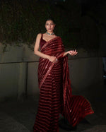 Load image into Gallery viewer, Georgette x Sequins Embroidered Saree : Maroon
