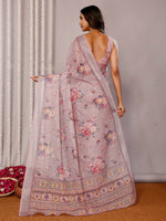 Load image into Gallery viewer, Printed Linen Saree : Mauve
