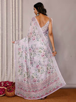 Load image into Gallery viewer, Printed Linen Saree : Ash Purple
