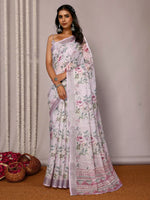 Load image into Gallery viewer, Printed Linen Saree : Ash Purple
