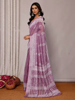 Load image into Gallery viewer, Block Print x Linen Saree : Grape x White Floral
