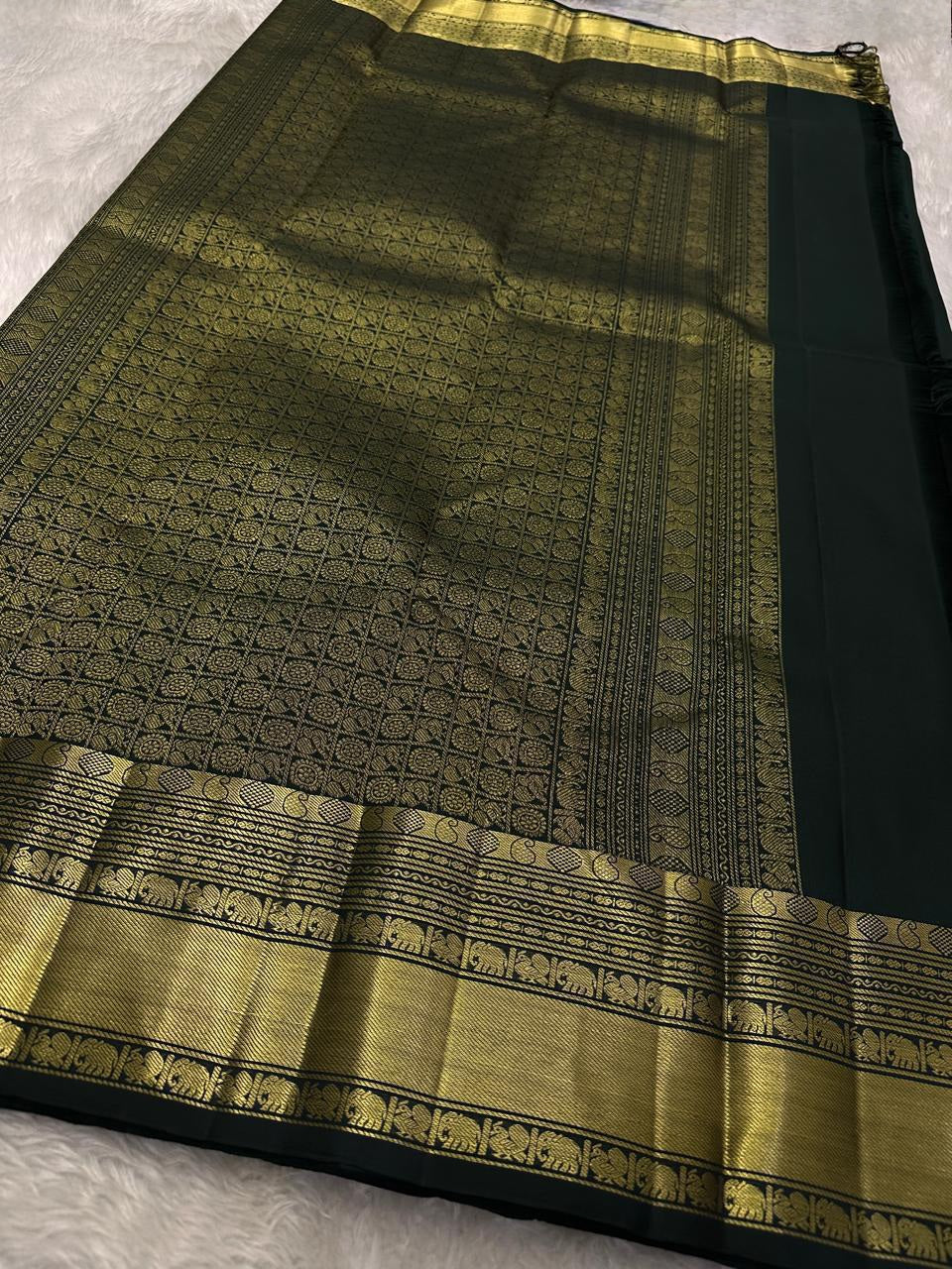 TIMBER DYNASTY - Pure Kanjivaram Silk Saree with Gold Zari