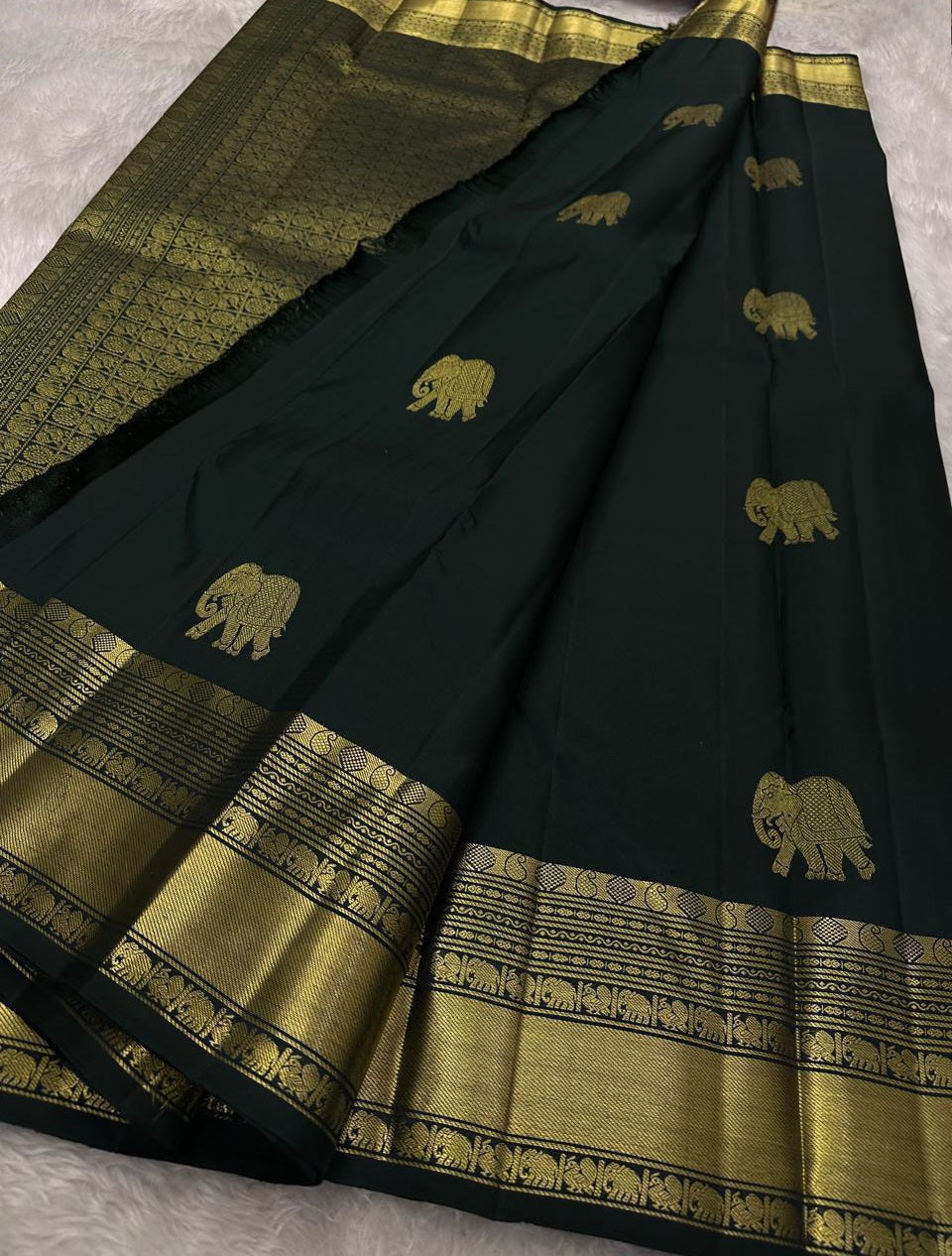 TIMBER DYNASTY - Pure Kanjivaram Silk Saree with Gold Zari