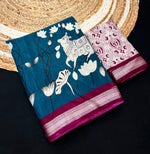 Load image into Gallery viewer, Blended Cotton Saree : Teal Blue Royale

