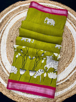 Load image into Gallery viewer, Blended Cotton Saree : Olive Aura
