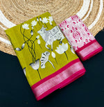Load image into Gallery viewer, Blended Cotton Saree : Olive Aura
