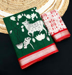 Load image into Gallery viewer, Blended Cotton Saree : Green Raag
