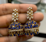 Load image into Gallery viewer, ISHIR jhumkas (Sapphire x Crystal)

