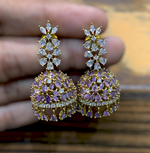 Load image into Gallery viewer, ISHIR jhumkas (Amethyst x Crystal)
