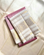 Load image into Gallery viewer, BLUSH CELESTIAL CHECKS - Pure Kanjivaram Silk Saree with Gold Zari
