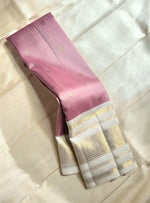 Load image into Gallery viewer, BLUSH CELESTIAL CHECKS - Pure Kanjivaram Silk Saree with Gold Zari
