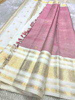 Load image into Gallery viewer, BLUSH CELESTIAL CHECKS - Pure Kanjivaram Silk Saree with Gold Zari
