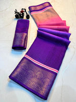Load image into Gallery viewer, Cotton Silk Saree x Gradient Colour: Purple x Pink x Grey
