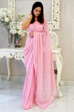 Load image into Gallery viewer, Georgette x Sequins Saree : Pink
