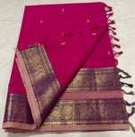 Load image into Gallery viewer, Kanchi Cotton Saree x Tall Border : Magenta
